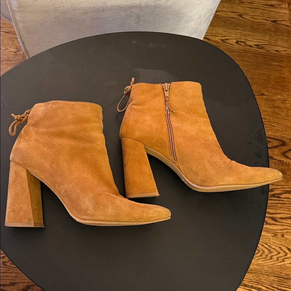 Stuart Weitzman Camel Suede Block Heel Boots